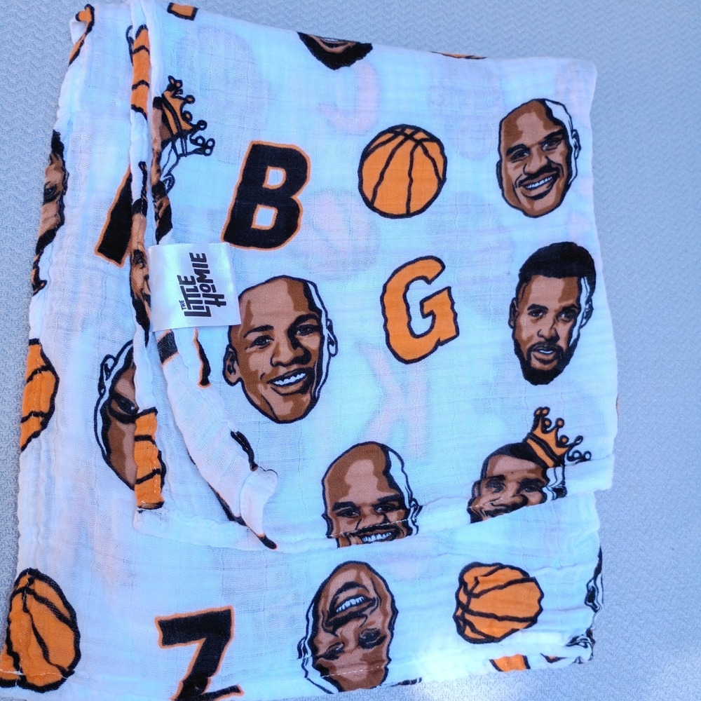 The Little Homie NBA Basketball Cotton Throw Blanket Swaddle White